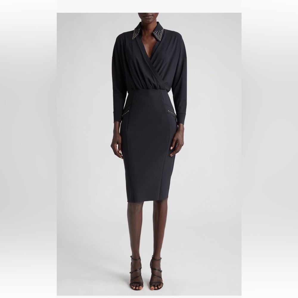 Chiara Boni La Petite Robe Zoelle Pearl-Collar Cocktail Dress Size 12